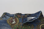 Dolce & Gabbana Blue Medal Print Slim Fit Cotton Jeans - Zeiniez