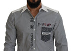 Dolce & Gabbana Gray White Striped Slim Fit Shirt - Zeiniez
