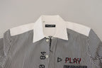 Dolce & Gabbana Gray White Striped Slim Fit Shirt - Zeiniez
