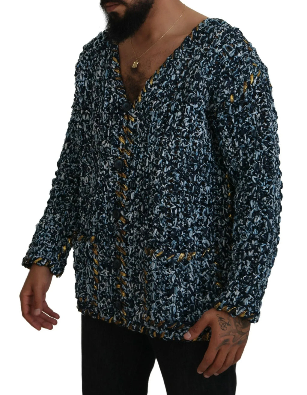 Dolce & Gabbana Blue Button Cardigan Fatto A Mano Sweater - Zeiniez