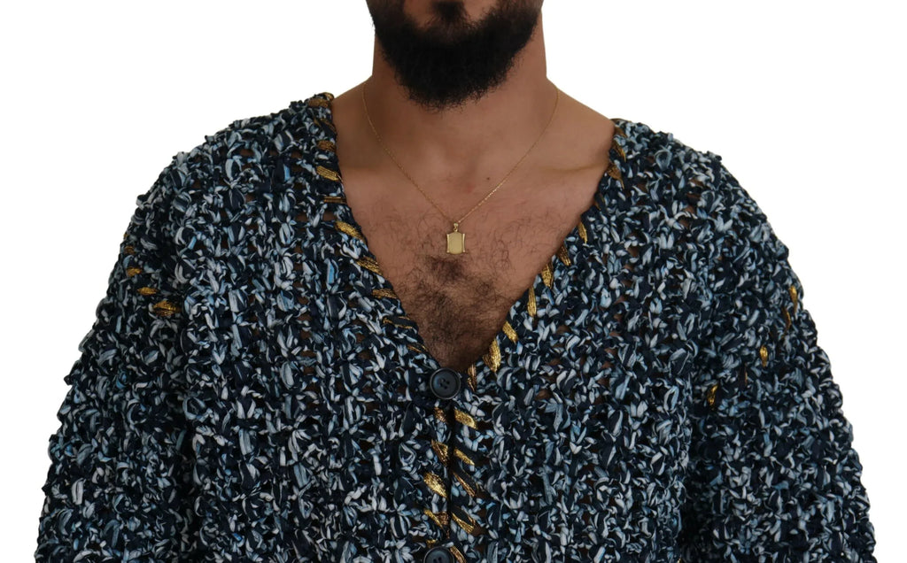 Dolce & Gabbana Blue Button Cardigan Fatto A Mano Sweater - Zeiniez