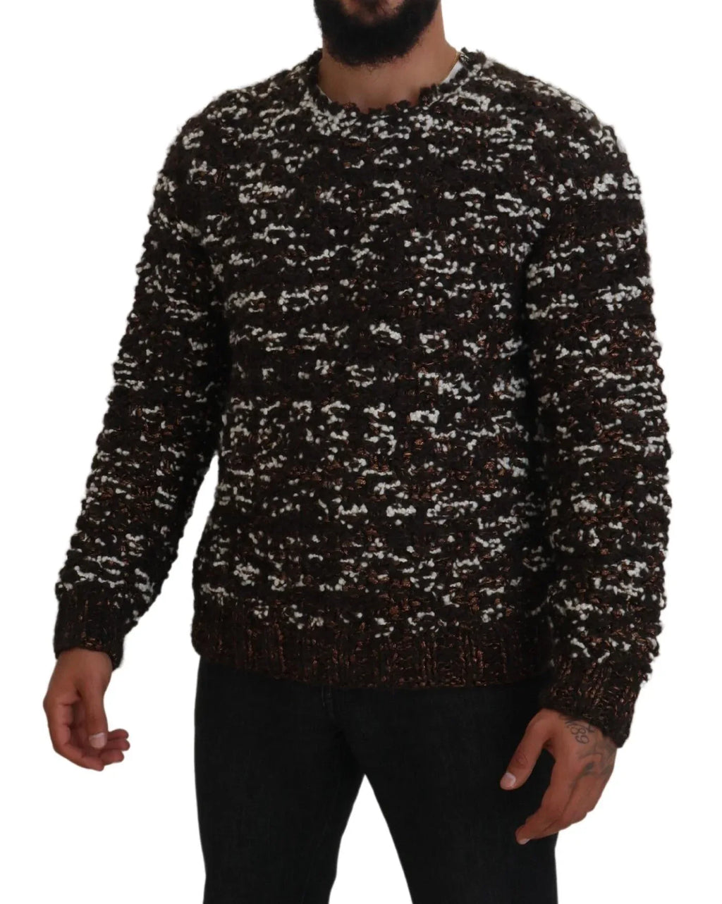 Dolce & Gabbana Brown Knitted Wool Fatto A Mano Sweater - Zeiniez