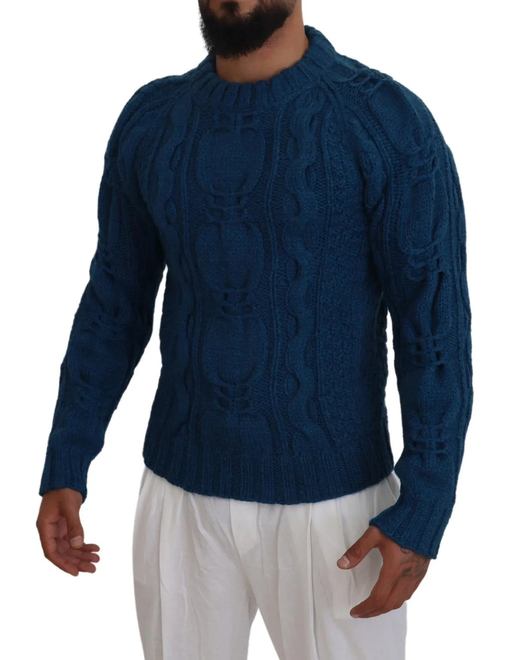 Dolce & Gabbana Blue Knitted Wool Alpaca Pullover Sweater - Zeiniez