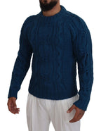Dolce & Gabbana Blue Knitted Wool Alpaca Pullover Sweater - Zeiniez