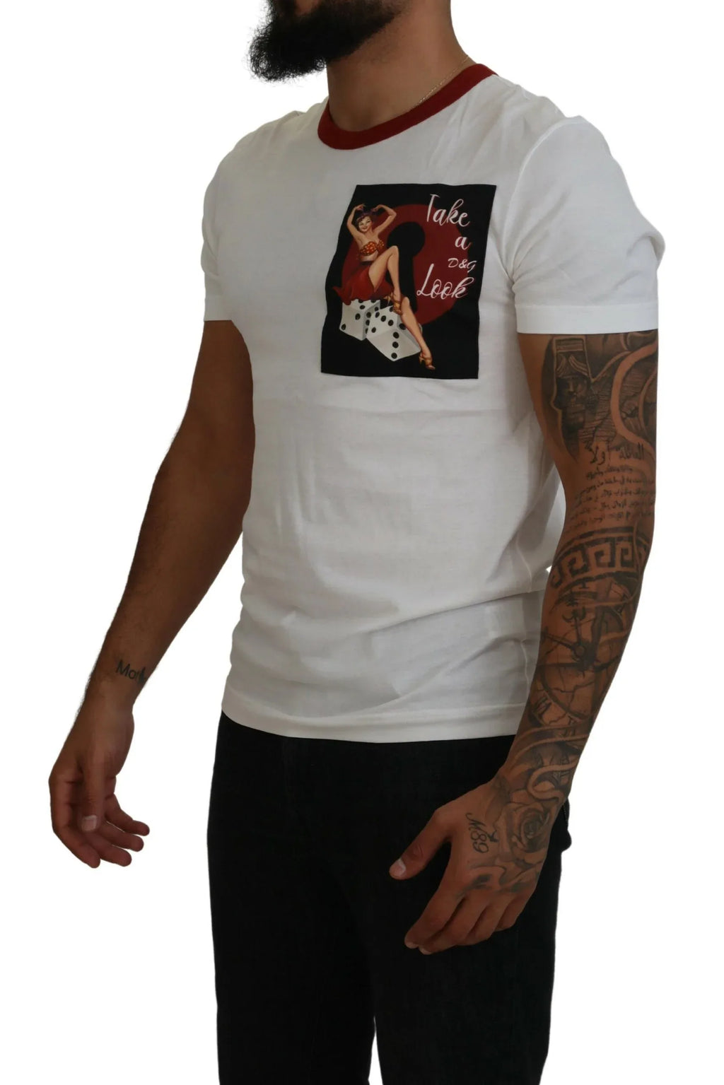Dolce & Gabbana Cotton White Logo Print Crewneck T-shirt - Zeiniez