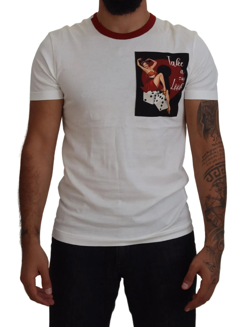 Dolce & Gabbana Cotton White Logo Print Crewneck T-shirt - Zeiniez