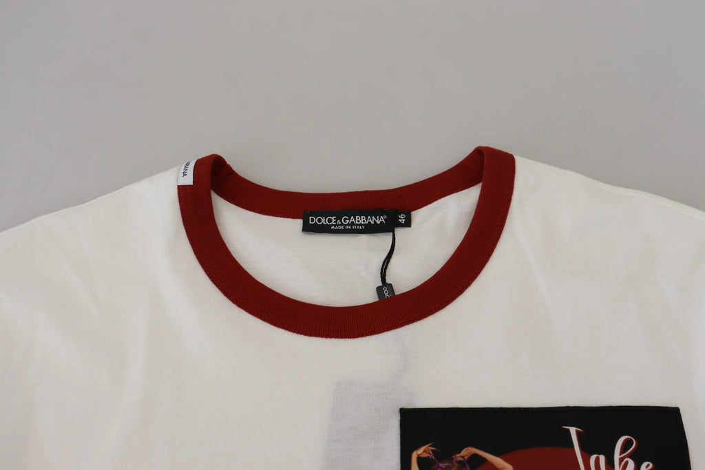Dolce & Gabbana Cotton White Logo Print Crewneck T-shirt - Zeiniez