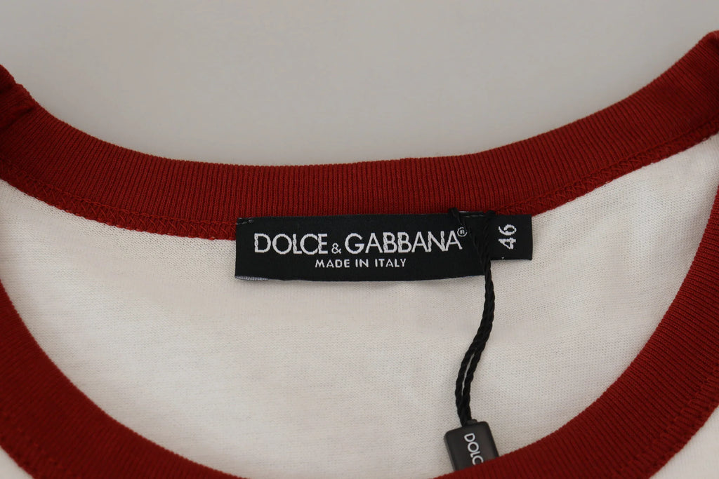 Dolce & Gabbana Cotton White Logo Print Crewneck T-shirt - Zeiniez