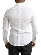 Dolce & Gabbana White Tuxedo Slim Fit Baroque Shirt - Zeiniez