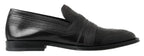 Dolce & Gabbana Black Leather Slipper Loafers Stitched Shoes - Zeiniez