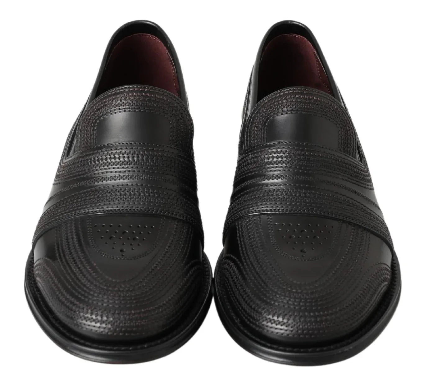 Dolce & Gabbana Black Leather Slipper Loafers Stitched Shoes - Zeiniez