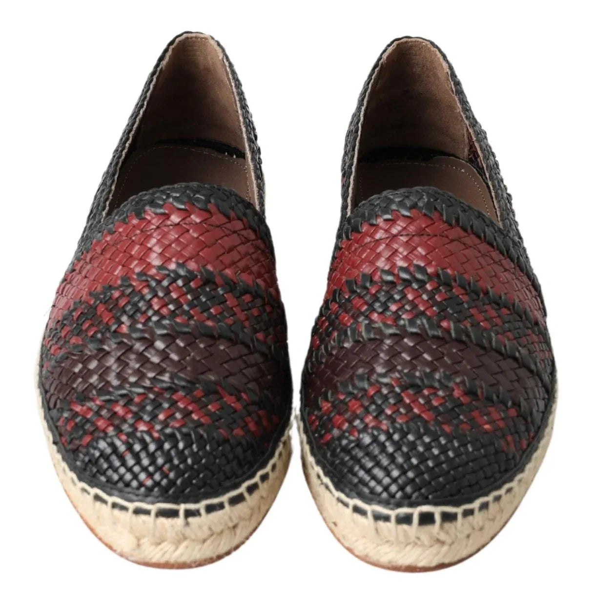 Dolce & Gabbana Black Bordeaux Buffalo Leather Espadrille Shoes - Zeiniez