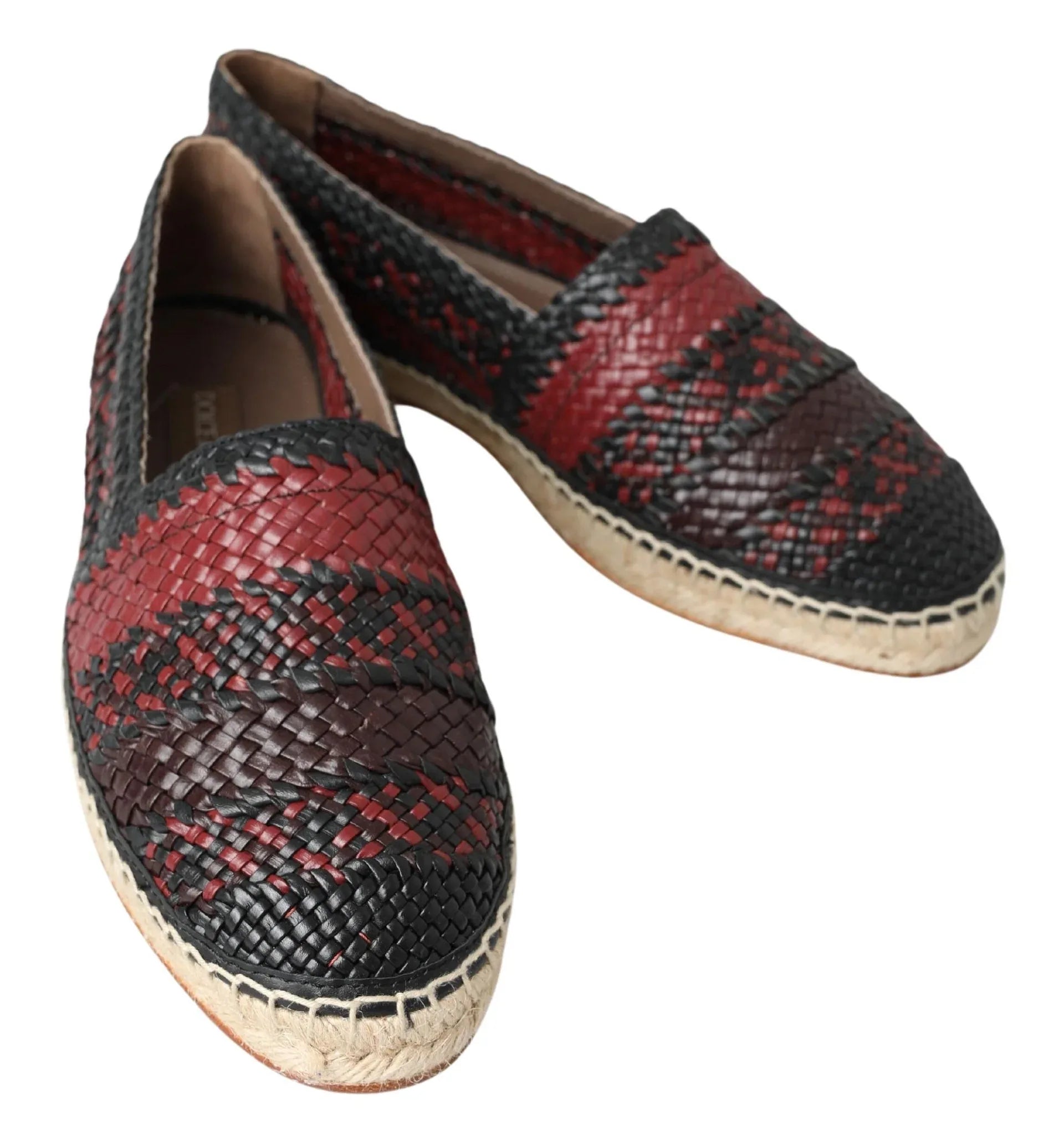 Dolce & Gabbana Black Bordeaux Buffalo Leather Espadrille Shoes - Zeiniez
