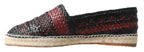 Dolce & Gabbana Black Bordeaux Buffalo Leather Espadrille Shoes - Zeiniez