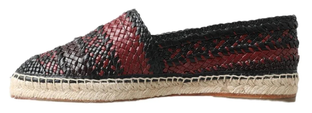 Dolce & Gabbana Black Bordeaux Buffalo Leather Espadrille Shoes - Zeiniez