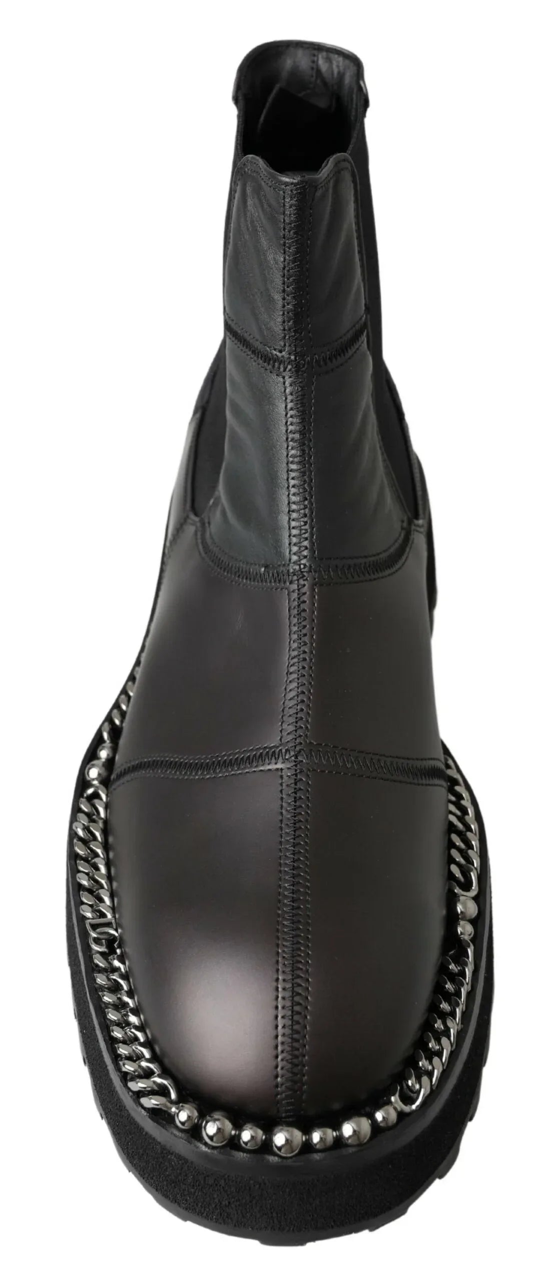 Dolce & Gabbana Black Leather Slip on Stretch Boots - Zeiniez
