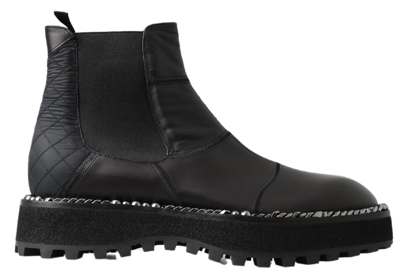 Dolce & Gabbana Black Leather Slip on Stretch Boots - Zeiniez