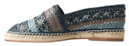 Dolce & Gabbana Blue Gray Leather Buffalo Espadrille Shoes - Zeiniez
