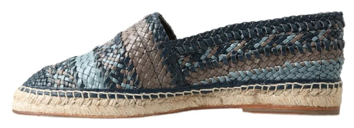 Dolce & Gabbana Blue Gray Leather Buffalo Espadrille Shoes - Zeiniez