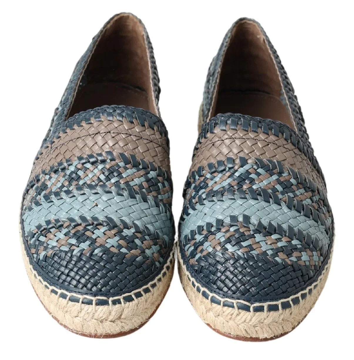 Dolce & Gabbana Blue Gray Leather Buffalo Espadrille Shoes - Zeiniez