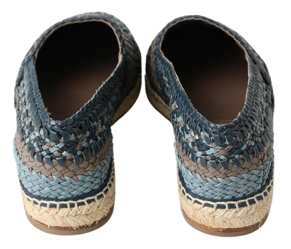 Dolce & Gabbana Blue Gray Leather Buffalo Espadrille Shoes - Zeiniez