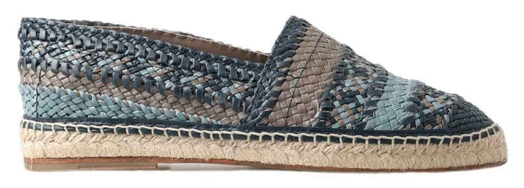 Dolce & Gabbana Blue Gray Leather Buffalo Espadrille Shoes - Zeiniez