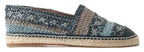 Dolce & Gabbana Blue Gray Leather Buffalo Espadrille Shoes - Zeiniez