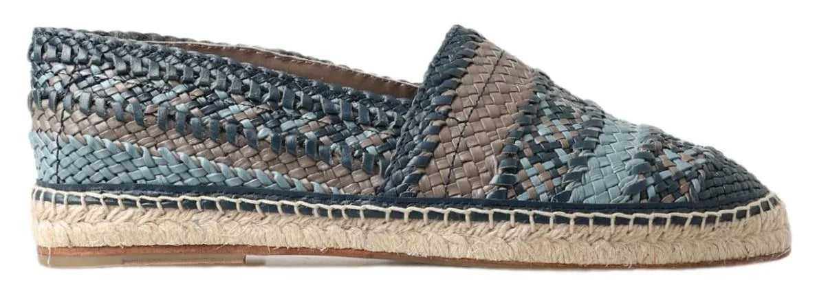 Dolce & Gabbana Blue Gray Leather Buffalo Espadrille Shoes - Zeiniez
