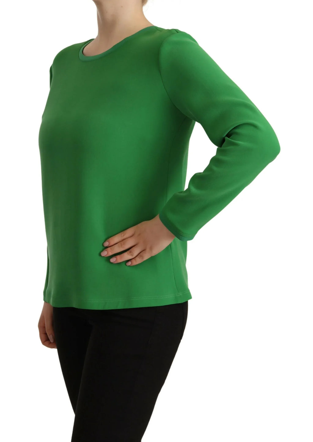 Armani Green Silk Long Sleeves Round Neck Sweater - Zeiniez