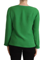 Armani Green Silk Long Sleeves Round Neck Sweater - Zeiniez