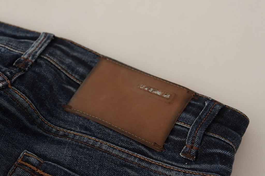 Acht Blue Washed Cotton Low Waist Skinny Denim Jeans - Zeiniez