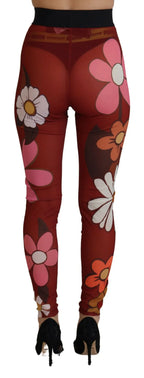 Dolce & Gabbana Red Floral Leggings Stretch Waist Pants - Zeiniez