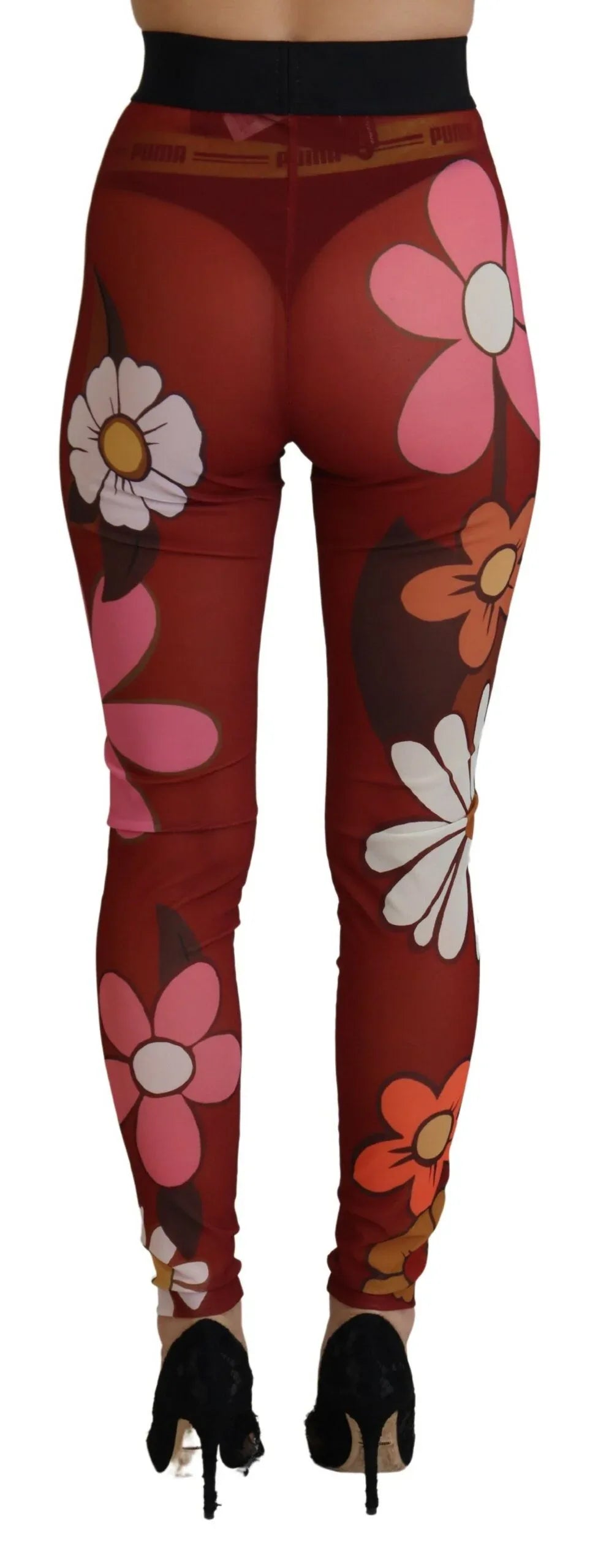 Dolce & Gabbana Red Floral Leggings Stretch Waist Pants - Zeiniez