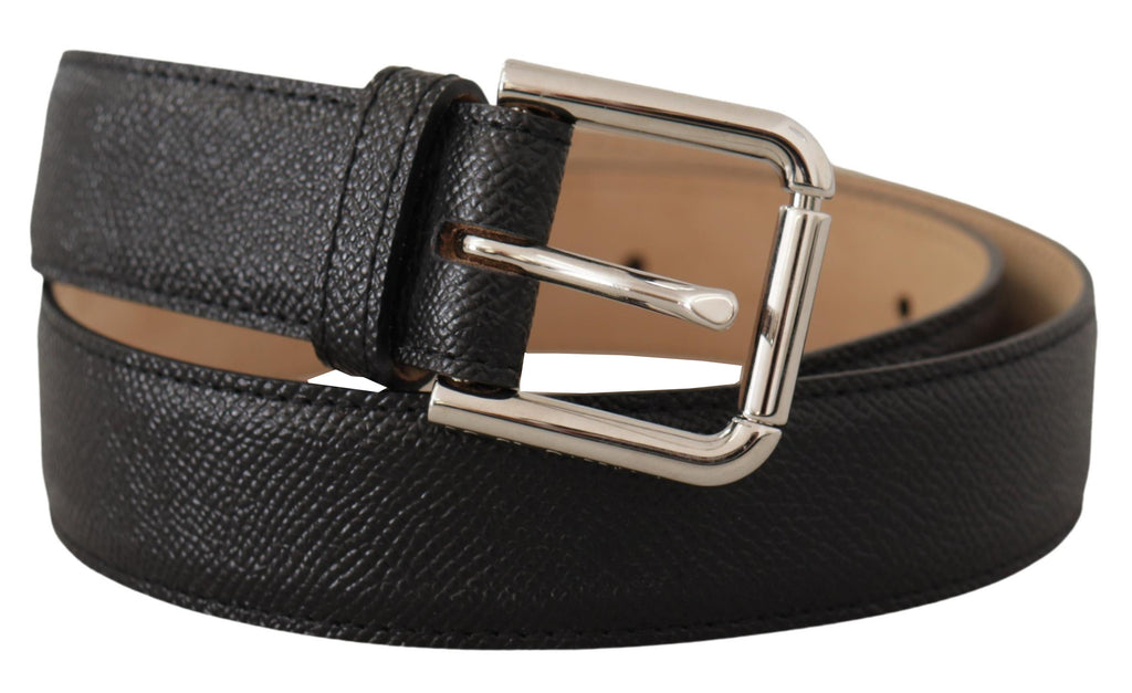 Dolce & Gabbana Black Calf Leather Brown Backend Metal Buckle Belt - Zeiniez