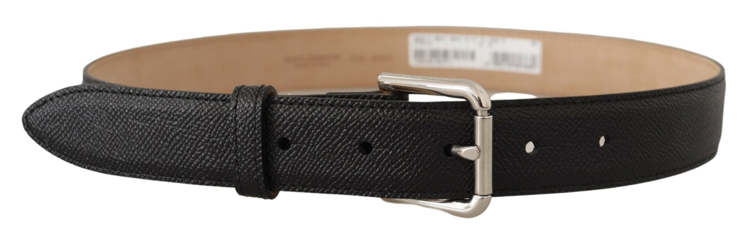 Dolce & Gabbana Black Calf Leather Brown Backend Metal Buckle Belt - Zeiniez