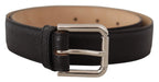 Dolce & Gabbana Black Calf Leather Brown Backend Metal Buckle Belt - Zeiniez