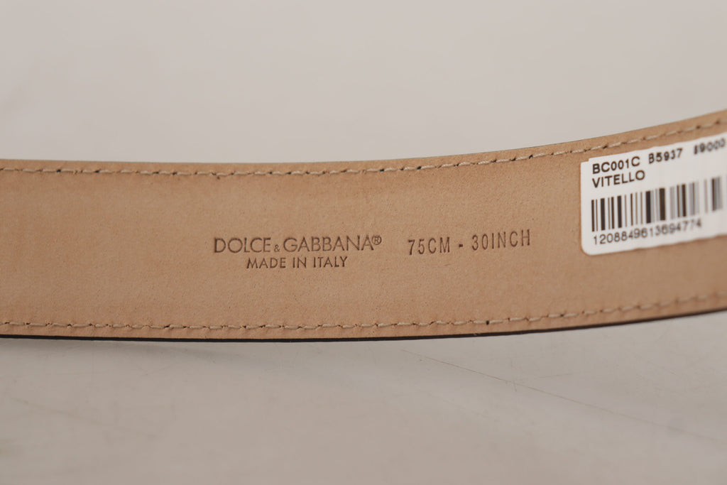 Dolce & Gabbana Black Calf Leather Brown Backend Metal Buckle Belt - Zeiniez