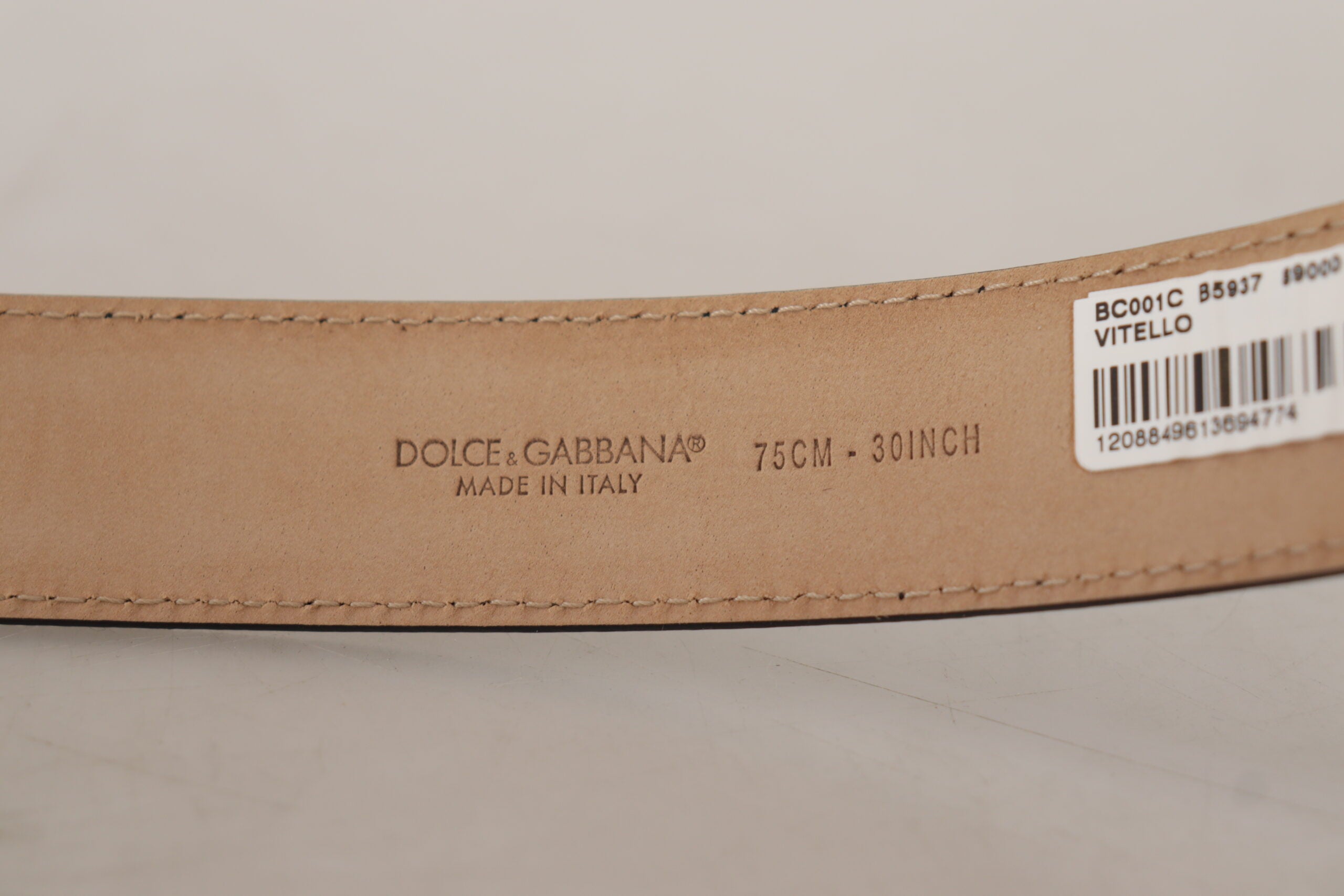 Dolce & Gabbana Black Calf Leather Brown Backend Metal Buckle Belt - Zeiniez