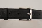 Dolce & Gabbana Black Calf Leather Brown Backend Metal Buckle Belt - Zeiniez