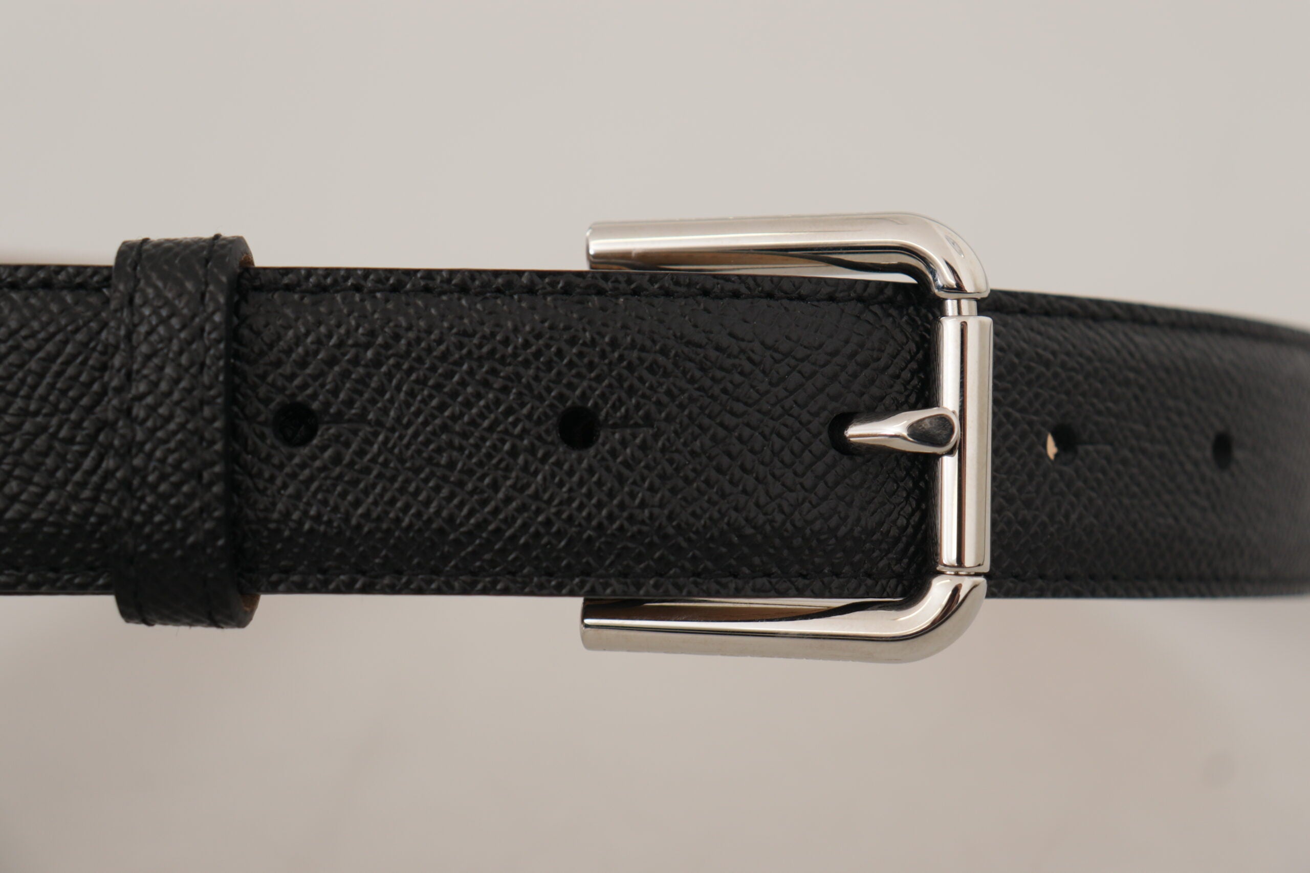 Dolce & Gabbana Black Calf Leather Brown Backend Metal Buckle Belt - Zeiniez