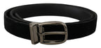 Dolce & Gabbana Black Velvet Classic Logo Engraved Metal Belt - Zeiniez