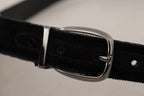 Dolce & Gabbana Black Velvet Classic Logo Engraved Metal Belt - Zeiniez