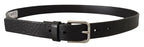 Dolce & Gabbana Black Calf Leather Silver Tone Logo Metal Buckle Belt - Zeiniez