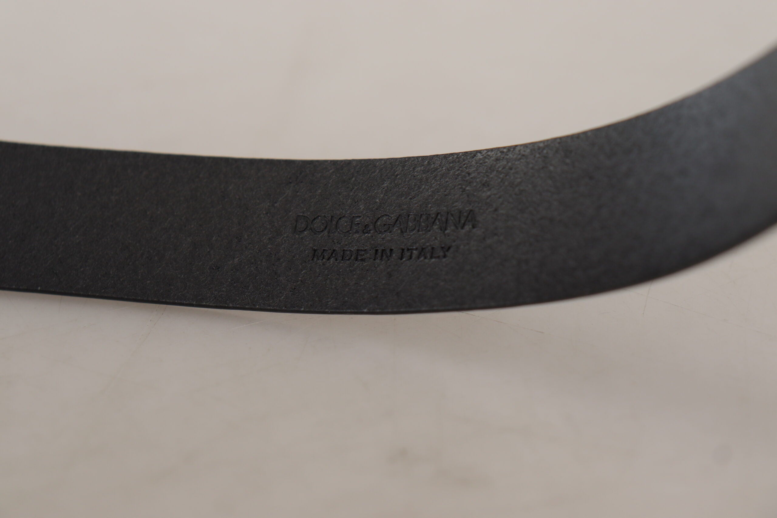 Dolce & Gabbana Black Calf Leather Classic Logo Metal Buckle Belt - Zeiniez