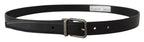 Dolce & Gabbana Black Plain Leather Vintage Logo Metal Buckle Belt - Zeiniez