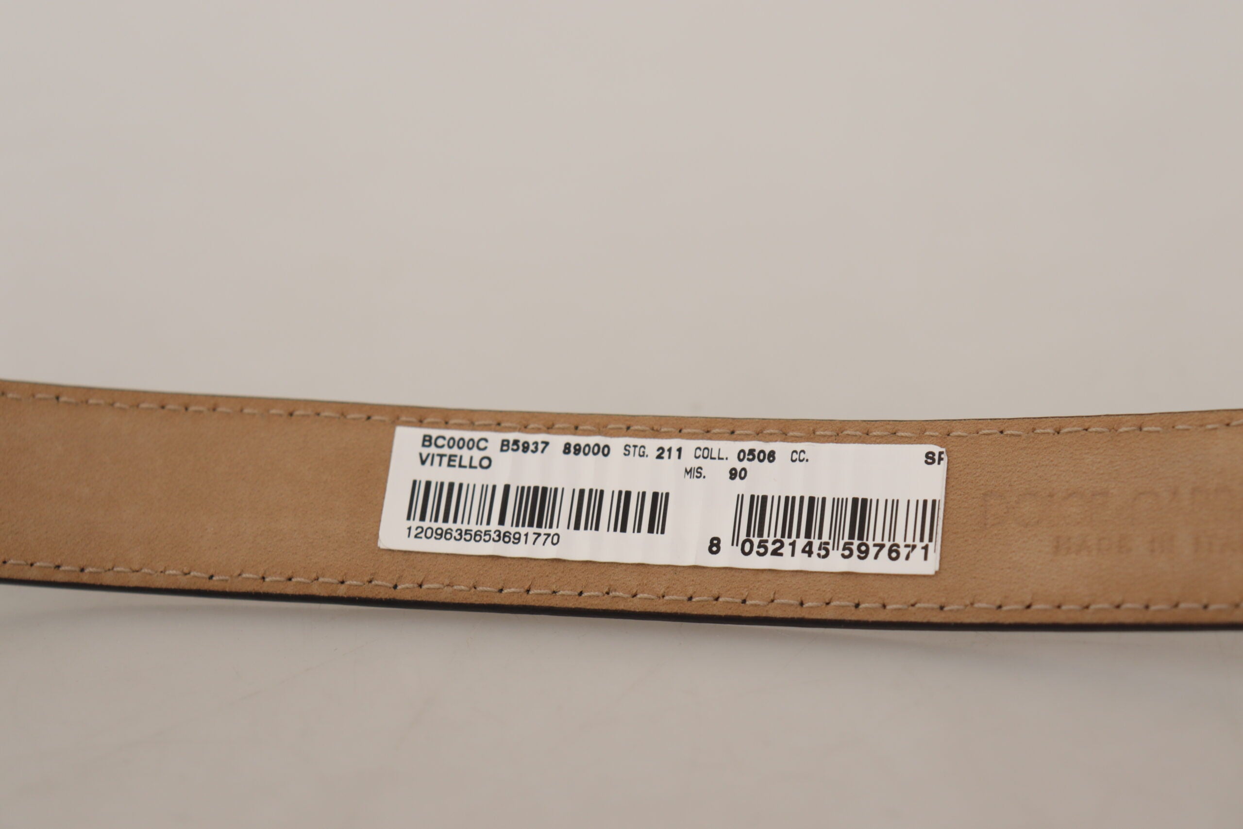 Dolce & Gabbana Black Calf Leather Logo Engraved Metal Buckle Belt - Zeiniez