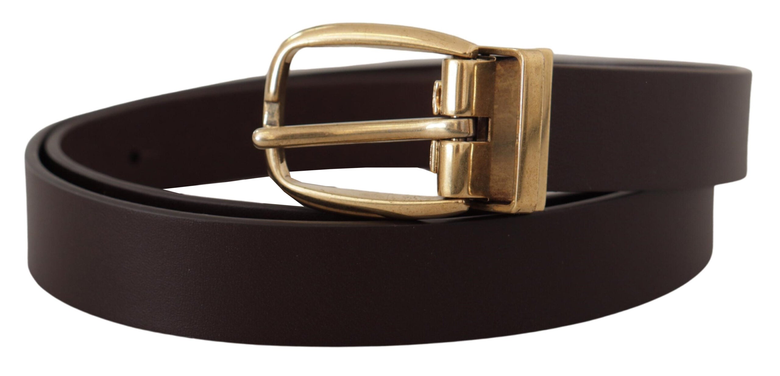 Dolce & Gabbana Dark Brown Calf Leather Gold Tone Metal Buckle - Zeiniez