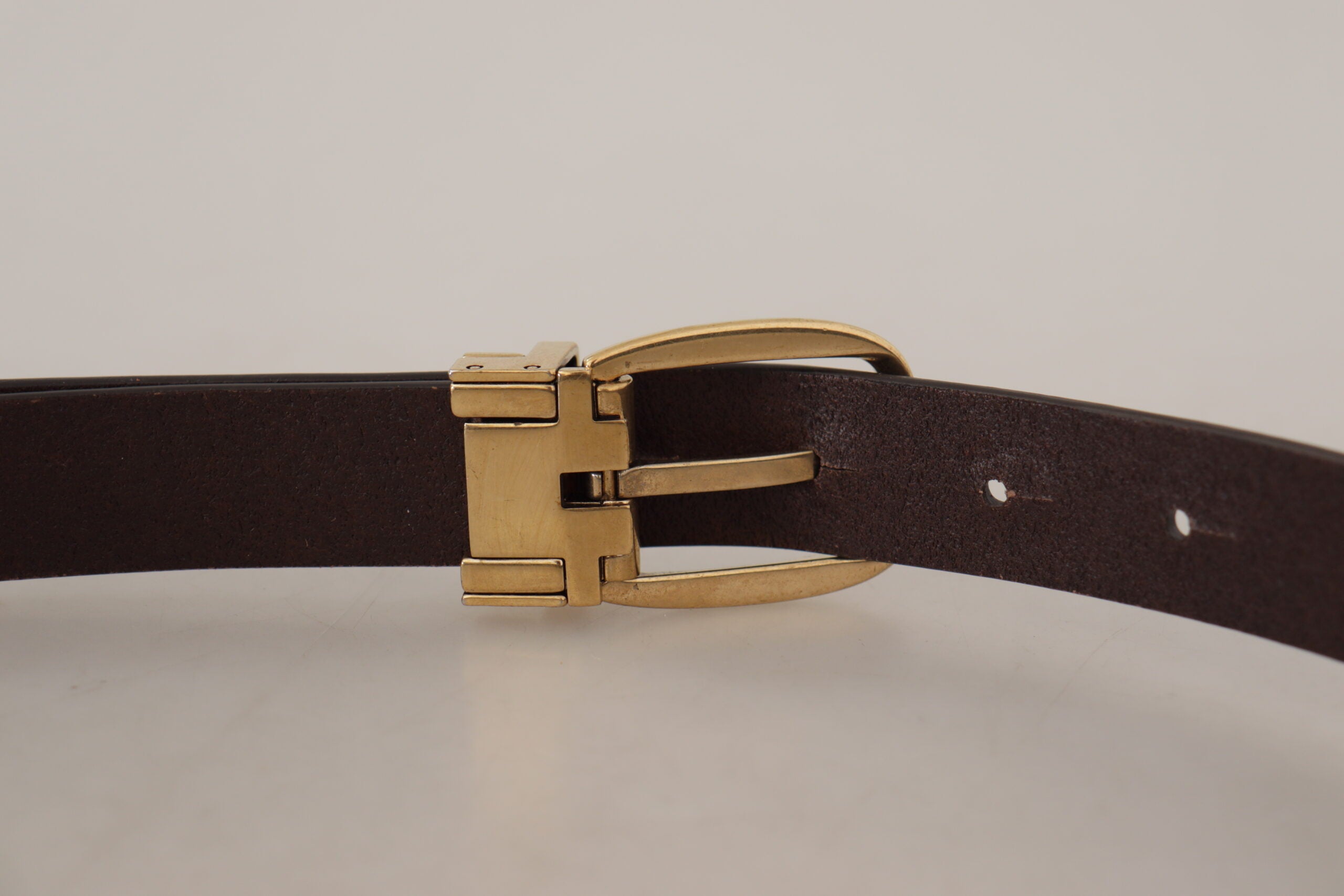 Dolce & Gabbana Dark Brown Calf Leather Gold Tone Metal Buckle - Zeiniez