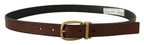 Dolce & Gabbana Brown Leather Classic Vintage Metal Buckle Belt - Zeiniez
