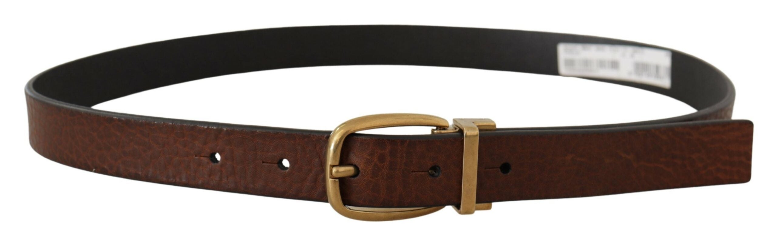 Dolce & Gabbana Brown Leather Classic Vintage Metal Buckle Belt - Zeiniez